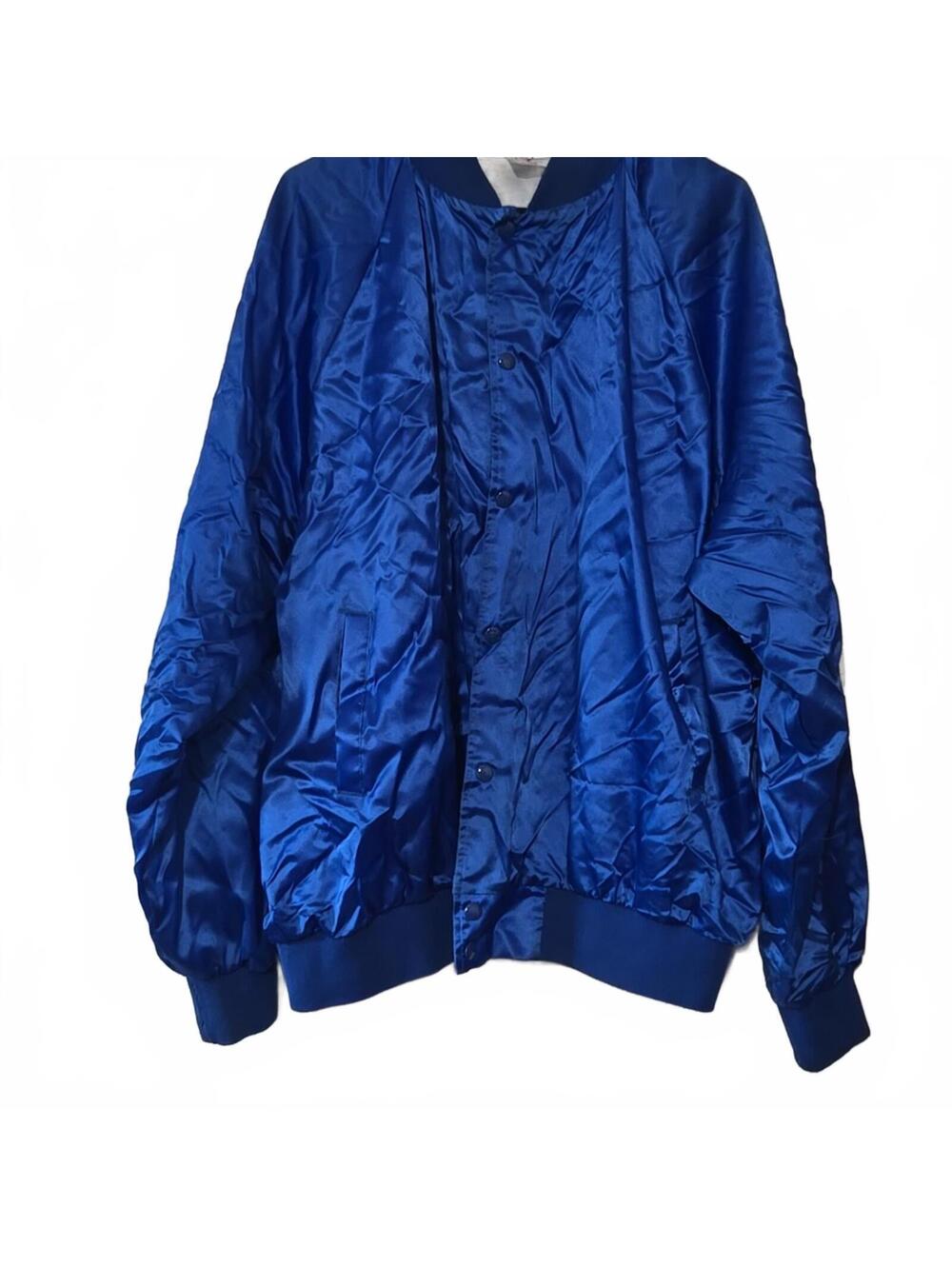 Vintage Swingster Satin Blue Bomber Jacket XXL Made in USA